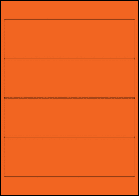 Product EU30006AM - 200mm x 60mm Labels - Standard Matt Orange - 4 Per A4 Sheet