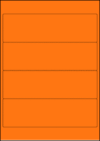 Product EU30006AB - 200mm x 60mm Labels - Fluorescent Matt Orange - 4 Per A4 Sheet