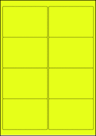 Product EU30008YB - 99.1mm x 67.7mm Labels - Fluorescent Matt Yellow - 8 Per A4 Sheet