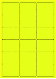 Product EU30014YB - 63.5mm x 46.6mm Labels - Fluorescent Matt Yellow - 18 Per A4 Sheet
