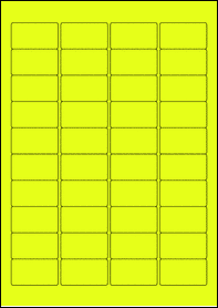 Product EU30018YB - 45.7mm x 25.5mm Labels - Fluorescent Matt Yellow - 40 Per A4 Sheet