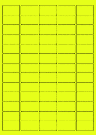 Product EU30019YB - 38.1mm x 21.2mm Labels - Fluorescent Matt Yellow - 65 Per A4 Sheet