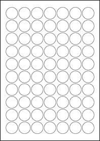 Product  - 25mm Circle Labels -  - 70 Per A4 Sheet