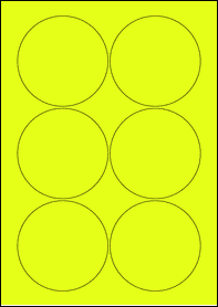 Product EU30024YB - 88mm Circle Labels - Fluorescent Matt Yellow - 6 Per A4 Sheet