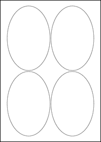Product  - 90mm x 136mm Oval Labels -  - 4 Per A4 Sheet