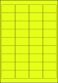 Product EU30048YB - 48.9mm x 29.6mm Labels - Fluorescent Matt Yellow - 36 Per A4 Sheet