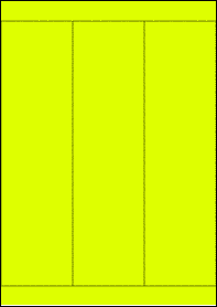 Product EU30064YB - 70mm x 258mm Labels - Fluorescent Matt Yellow - 3 Per A4 Sheet