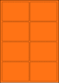 Product EU30090AB - 97mm x 69mm Labels - Fluorescent Matt Orange - 8 Per A4 Sheet