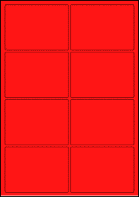 Product EU30090RB - 97mm x 69mm Labels - Fluorescent Matt Red - 8 Per A4 Sheet