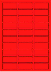 Product EU30124RB - 60mm x 25mm Labels - Fluorescent Matt Red - 30 Per A4 Sheet