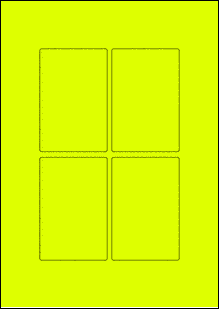 Product EU30135YB - 65mm x 100mm Labels - Fluorescent Matt Yellow - 4 Per A4 Sheet
