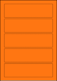 Product EU30136AB - 180mm x 50mm Labels - Fluorescent Matt Orange - 5 Per A4 Sheet