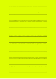 Product EU30144YB - 144mm x 23mm Labels - Fluorescent Matt Yellow - 9 Per A4 Sheet
