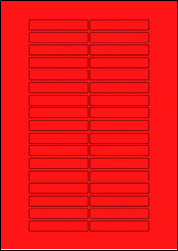 Product EU30207RB - 70mm x 12mm Labels - Fluorescent Matt Red - 34 Per A4 Sheet