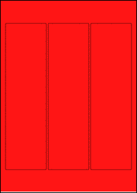 Product EU30216RB - 63mm x 227mm Labels - Fluorescent Matt Red - 3 Per A4 Sheet