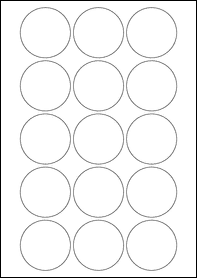 Product  - 54mm Circle Labels -  - 15 Per A4 Sheet
