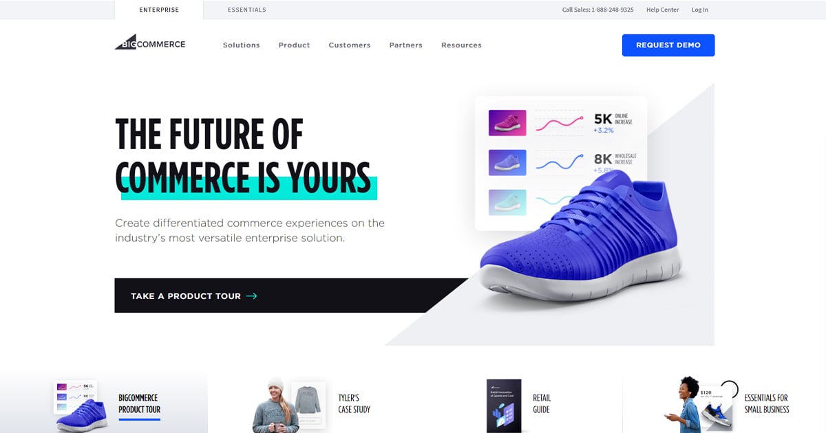 BigCommerce homepage: webstore option for small businesses.