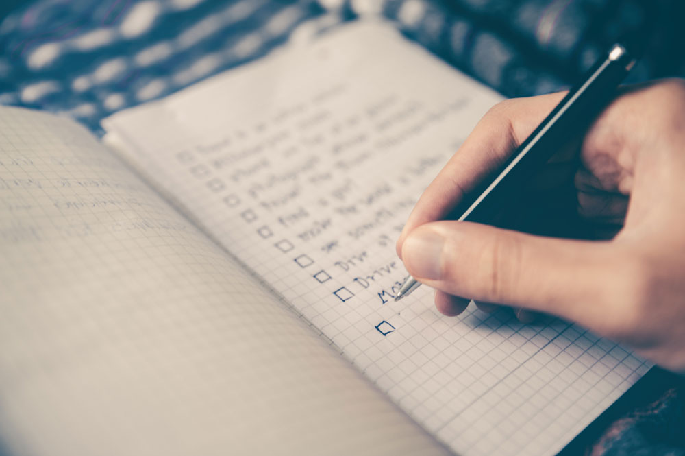 Person creating checklist