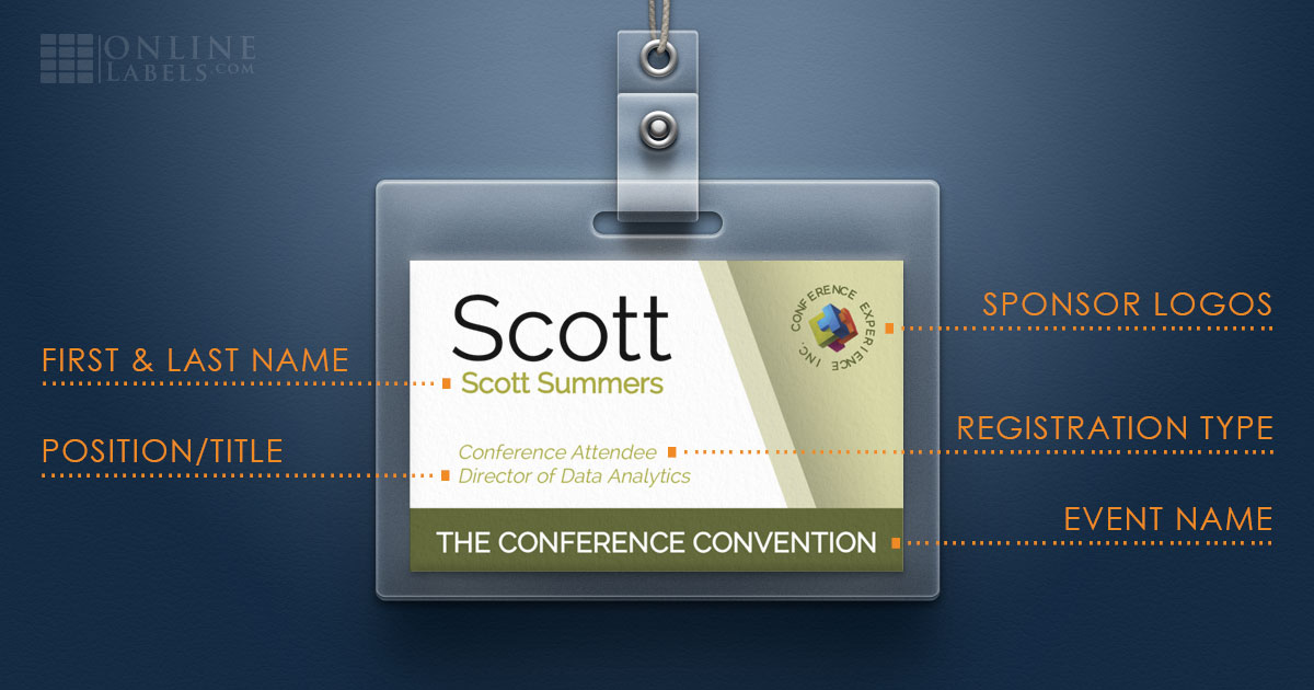 Breakdown of what information to include on conference/event name tags and badges
