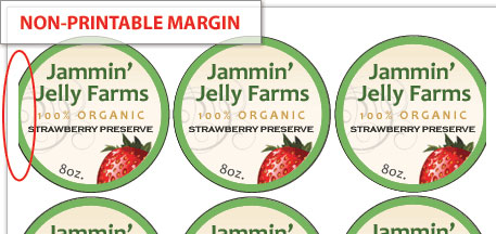 Non-printable margins on a label design