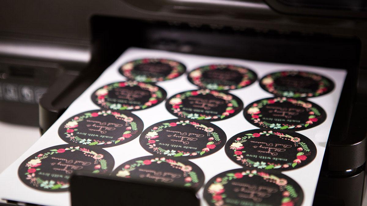 Printing pre-designed labels at home