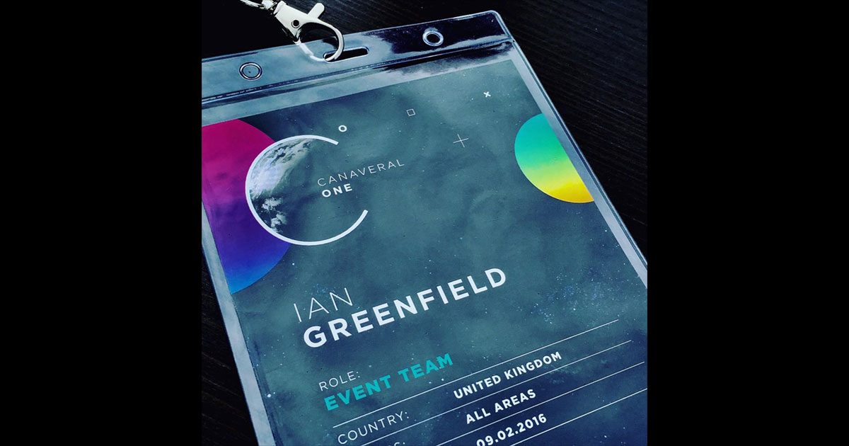 Name tag example, pulled from @production_bureau: full-color name badge insert with company name, person's name, role on the team, country, and more