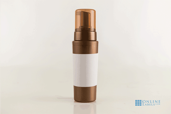 Tapered bottle rotating to show the effects of using a rectangular, untapered label