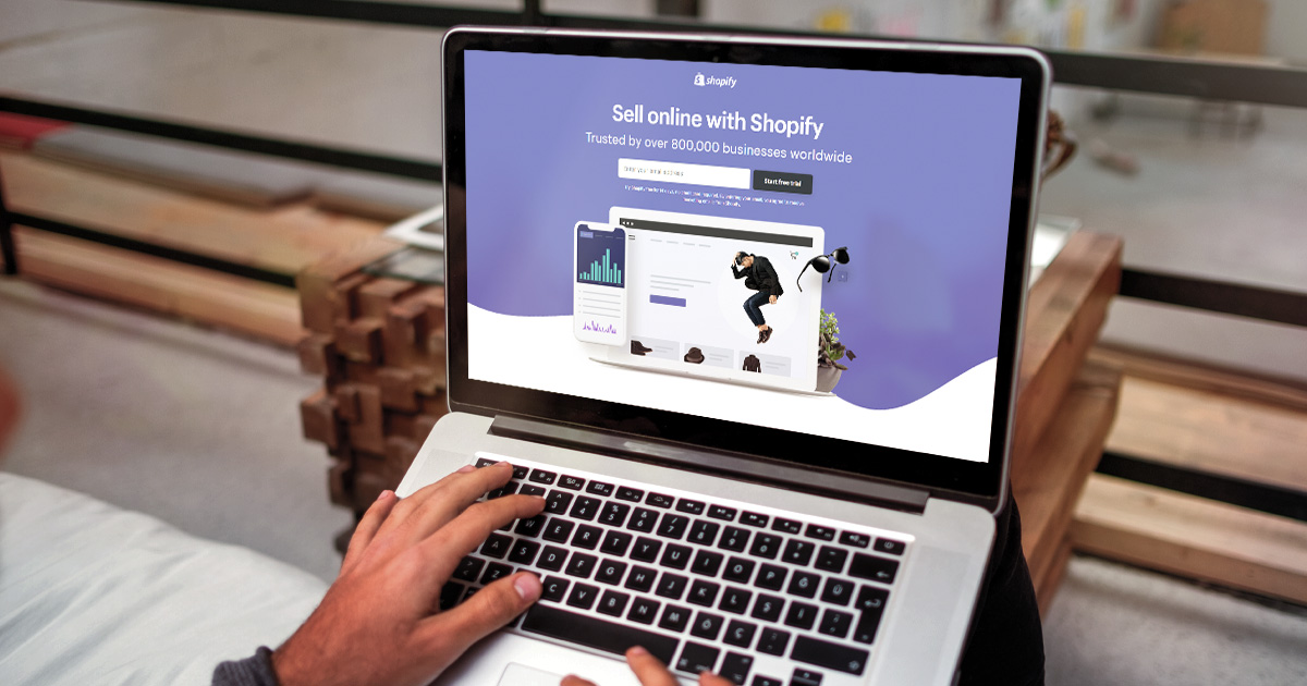 Shopify homepage: webstore option for small businesses.