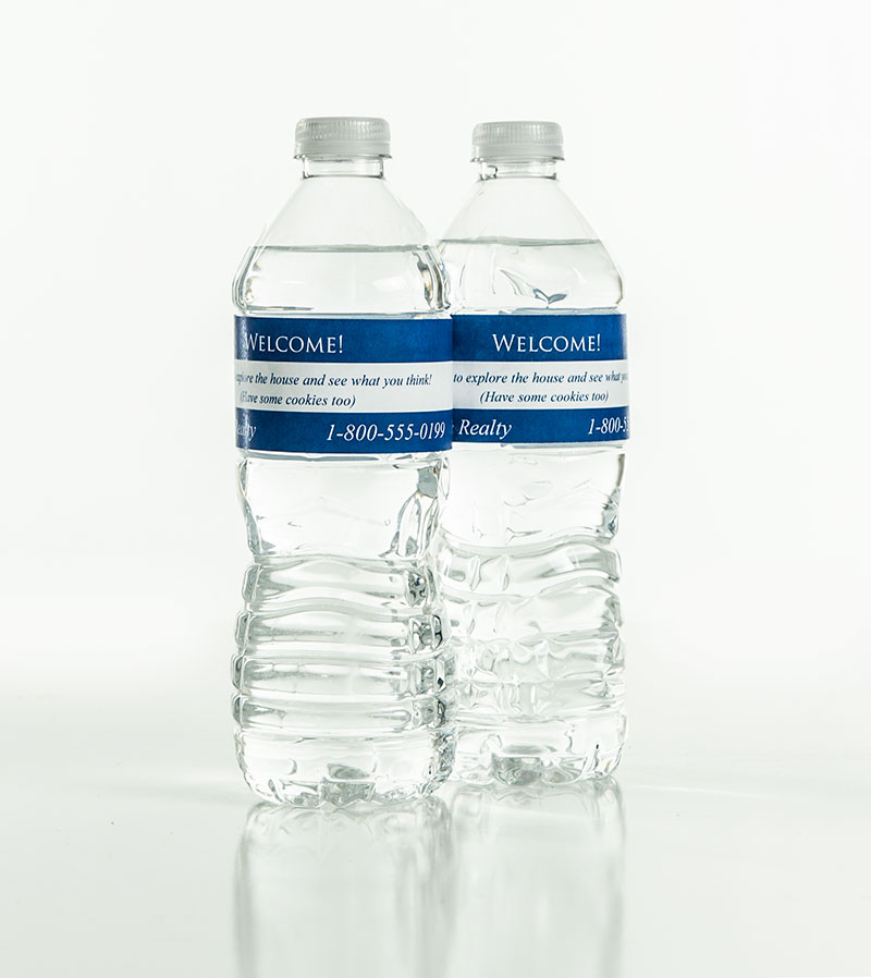 real estate water bottle labels