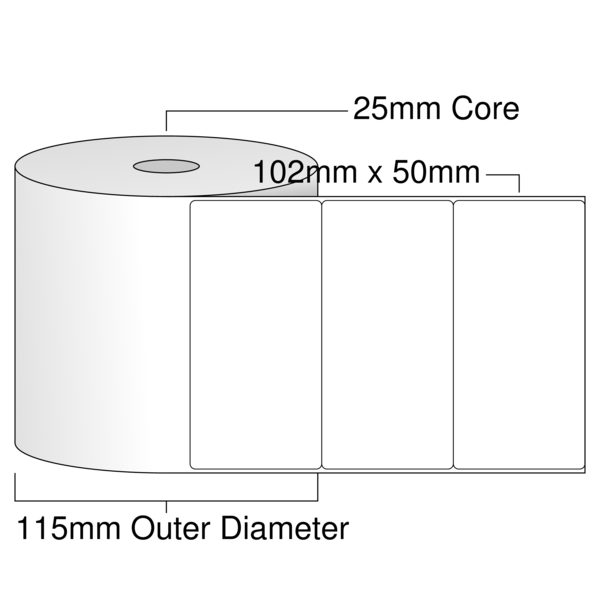 Product ER30262DT - 102mm x 50mm Labels - Standard White Direct Thermal - 1,500 Per Roll