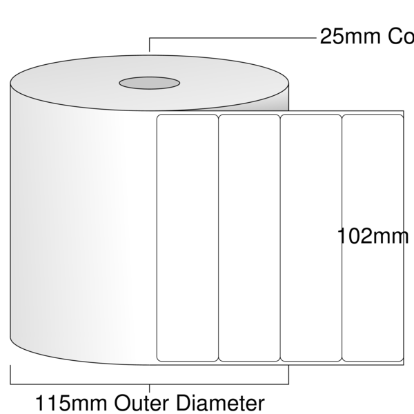 Product ER30264DT - 102mm x 102mm Labels - Standard White Direct Thermal - 750 Per Roll
