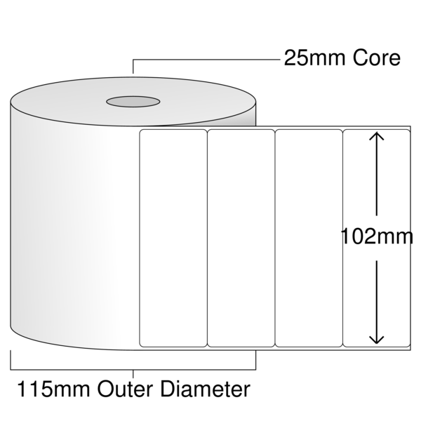 Product ER30265DT - 102mm x 127mm Labels - Standard White Direct Thermal - 600 Per Roll