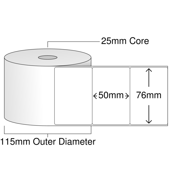 Product ER30269DT - 76mm x 50mm Labels - Standard White Direct Thermal - 1,500 Per Roll