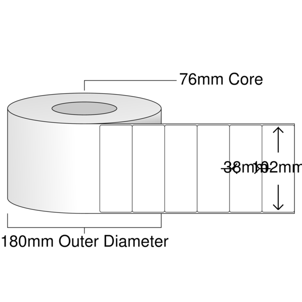 Product ER30272DT - 102mm x 38mm Labels - Standard White Direct Thermal - 4,000 Per Roll