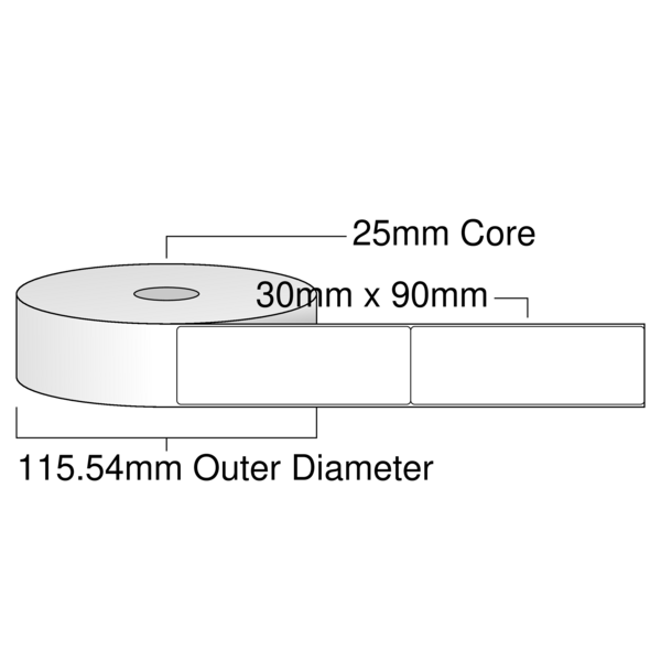 Labels R30 30mm x 90mm Labels - Standard White Direct Thermal Labels - Roll labels ...