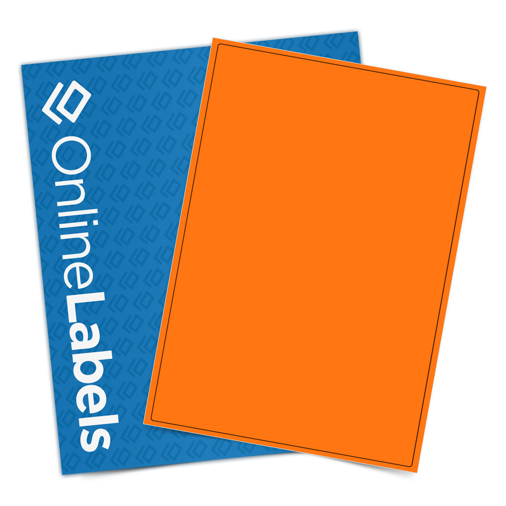 Product EU30002AB - 199.6mm x 289.1mm Labels - Fluorescent Matt Orange - 1 Per A4 Sheet