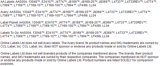 Competitor dissasociation disclaimer