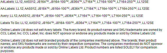 Competitor dissasociation disclaimer
