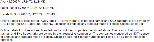 Competitor dissasociation disclaimer